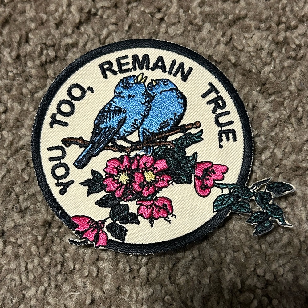 Blue bird and flowers Ball and Chain Patch